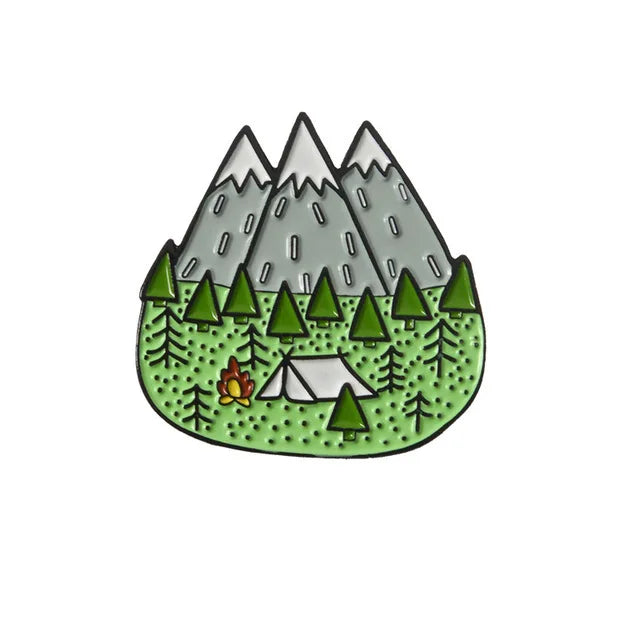 Outdoor Adventure Enamel Pin Wild Camping Hiking Mountain Starry Night Brooches Lapel Backpack Badge Jewelry Gifts For Friends