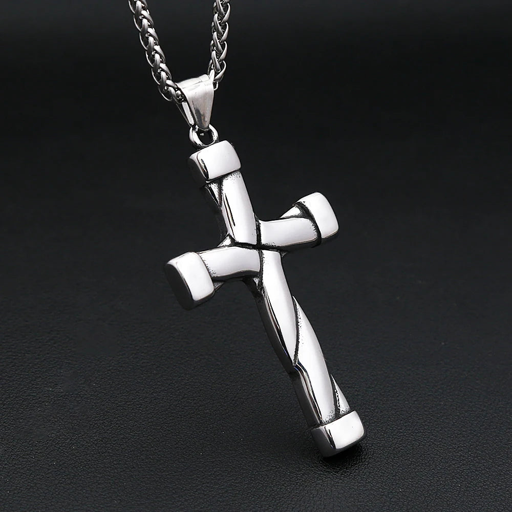 New Unique Design Cross Pendant Necklace For Men Women Punk Hip Hop Stainless Steel Christian Necklaces Fashion Charm Jewelry