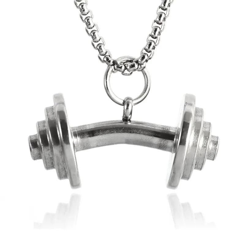 Fashion Barbell Dumbbell Pendant Men\\\'s Gym Weightlifting Necklace Women\\\'s Fitness Bodybuilding Sports Jewelry