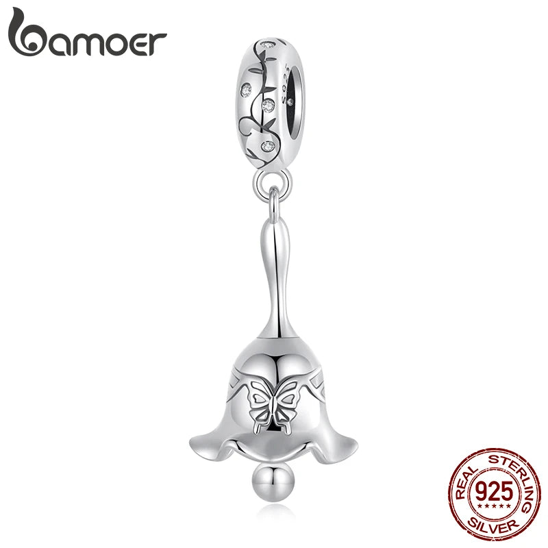 Pendentif cloche à main BAMOER en argent sterling 925 pour bracelet original, breloque Bamoer DIY pour la fabrication de bijoux, cadeau de Noël SCC2919