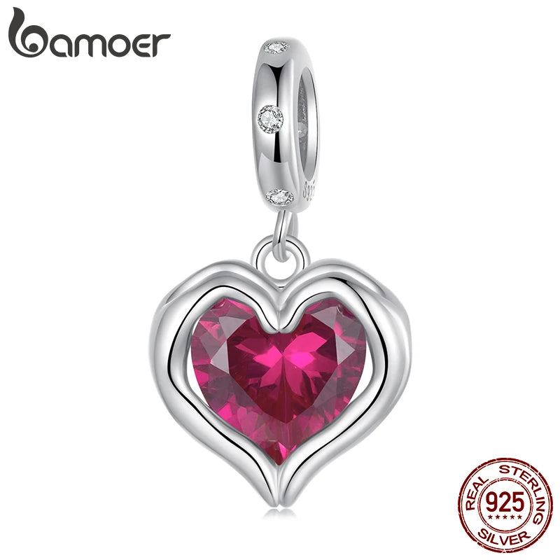 Pendentif en forme de cœur en argent sterling 925 BAMOER adapté au bracelet original DIY Bamoer Charm pour la fabrication de bijoux cadeau de Noël