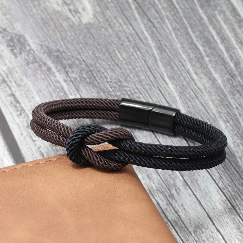 New Fashion Men Rope Bracelet Concentric Knot 100% Unfading Stainless Steel Braclet Gift For Him Camping Survival Braslet Joias