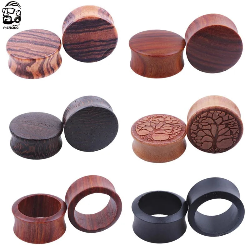 2pcs Ear Gauges Wood Ear Tunnels Plugs Piercing Jewelry Ear Piercing Stretchers Expander Plugs and Tunnels 8-25mm