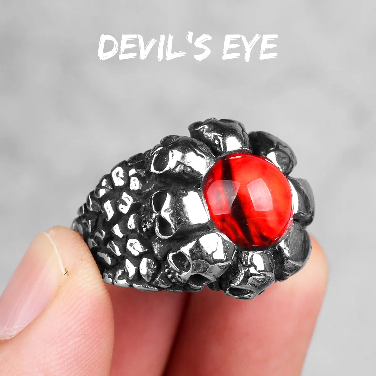 Devil Eye Men Ring 316L Stainless Steel Skull Rings Punk Rock Gothic Domineering Rider Creativity Fashion Jewelry Gift Wholesale