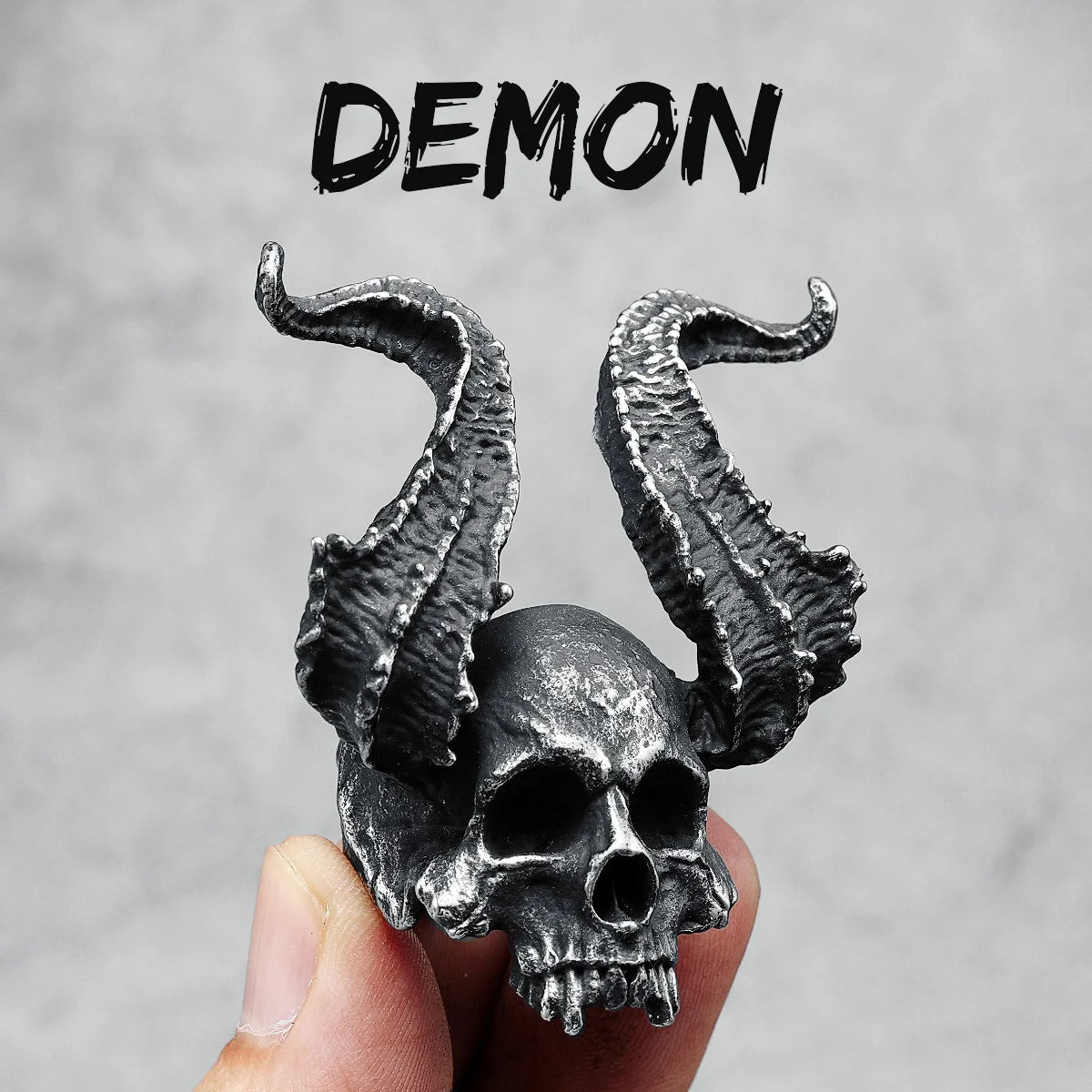 Demon Skull Men Ring 316L Stainless Steel Hell Fiend Rock Devil Horn Punk Party for Biker Rider Male Boyfriend Jewelry Best Gift