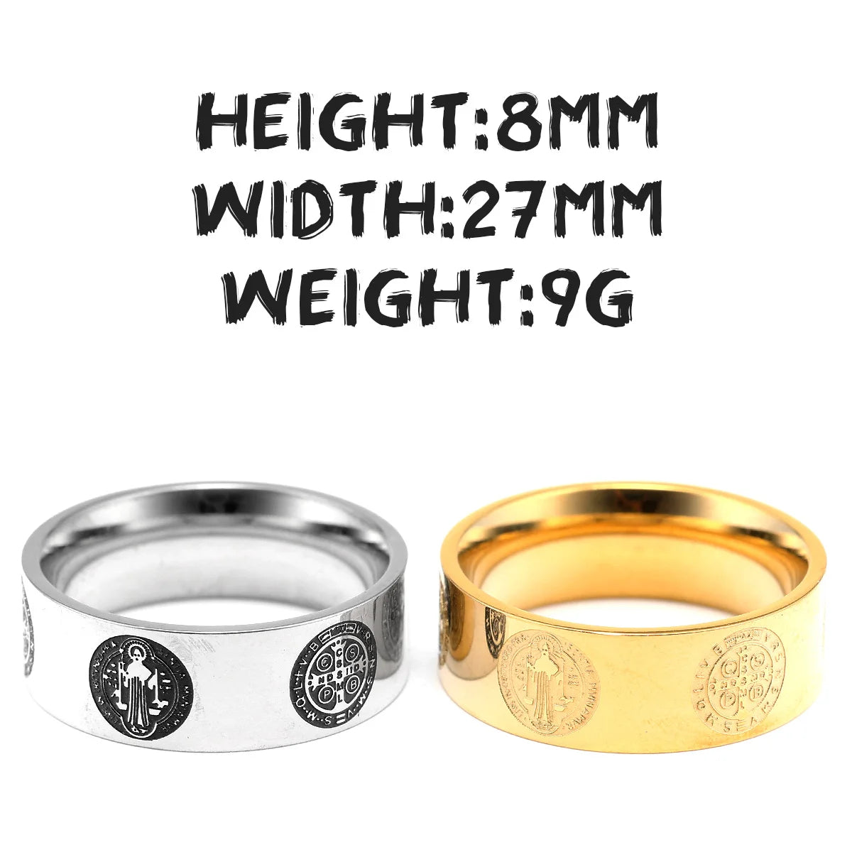 Bague d'exorcisme Saint Benoît Amulette Croix Acier Inoxydable 316L Bague Homme Rock pour Ami Homme Bijoux Cadeau Créatif En Gros