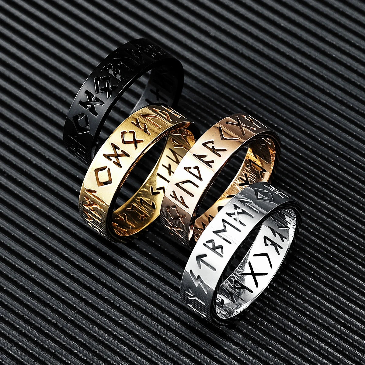 316L Stainless Steel Men Rings Viking Characters Ring Hollow The North Man Punk Rock for Rider Biker Male Boyfriend Jewelry Gift