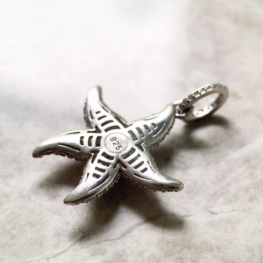 Pendant Sparkling Starfish Summer Brand New Fine Jewelry Trendy 925 Sterling Silver Accessories Ocean Spirit Gift For Women