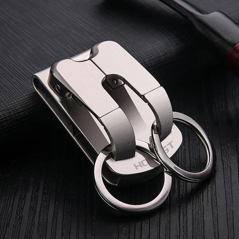 Luxury Key Chain Stainless Steel Men Waist Belt Car Keychain Hanging for Key Ring Holder Jewelry Husband Male Gift Dropshipping