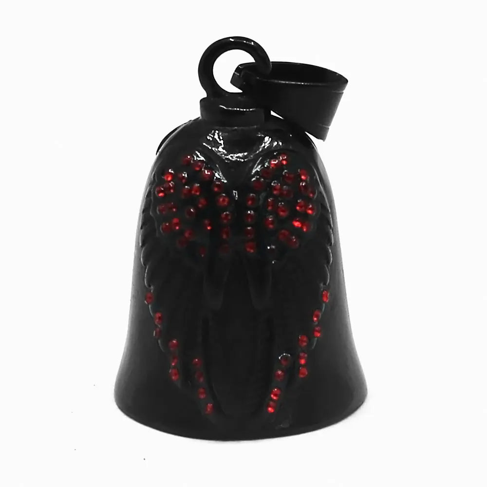 Fashion Wings Bell Pendant Stainless Steel Charm Jewelry Red Rrhinestone Biker Men Pendant Christmas Gift SWP0730A