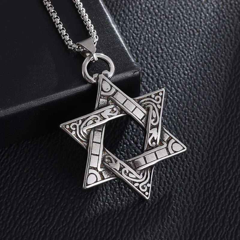 New Fashion Zircon Star of David Pendant Men Women Trend Charm Hexagonal Star Necklace Daily Casual Jewelry Gift