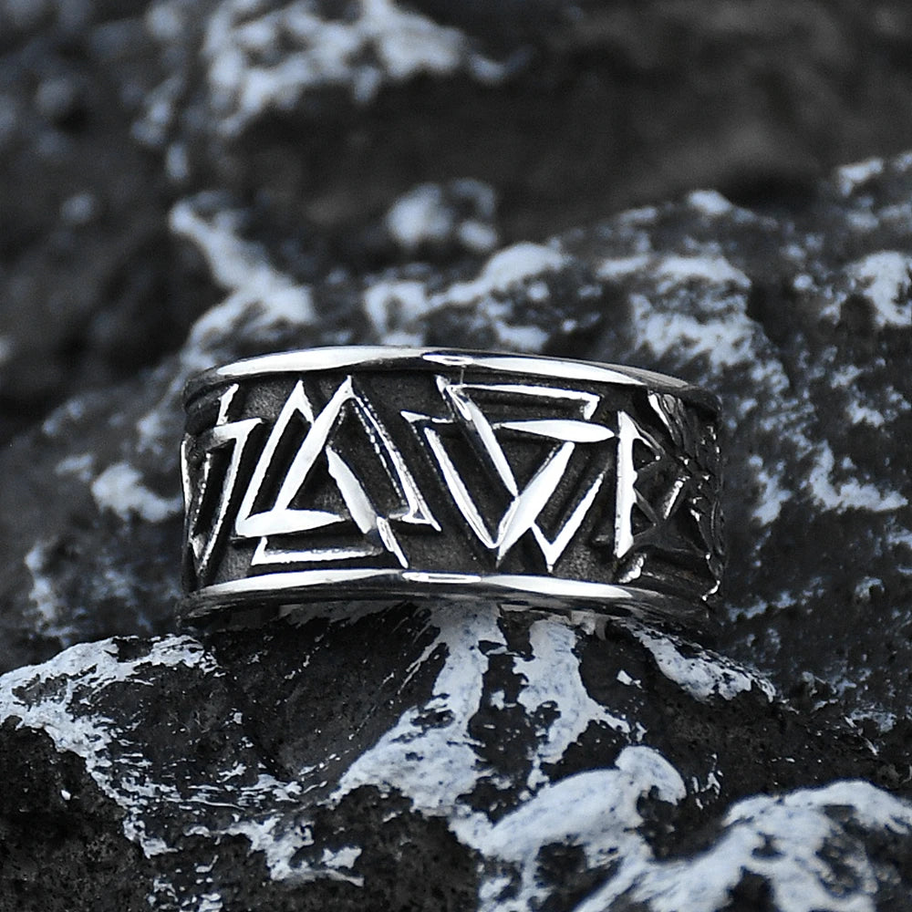 Anillo de cuervo de Odín, runa nórdica vikinga, amuleto de Valknut, anillos de acero inoxidable, regalo para hombres