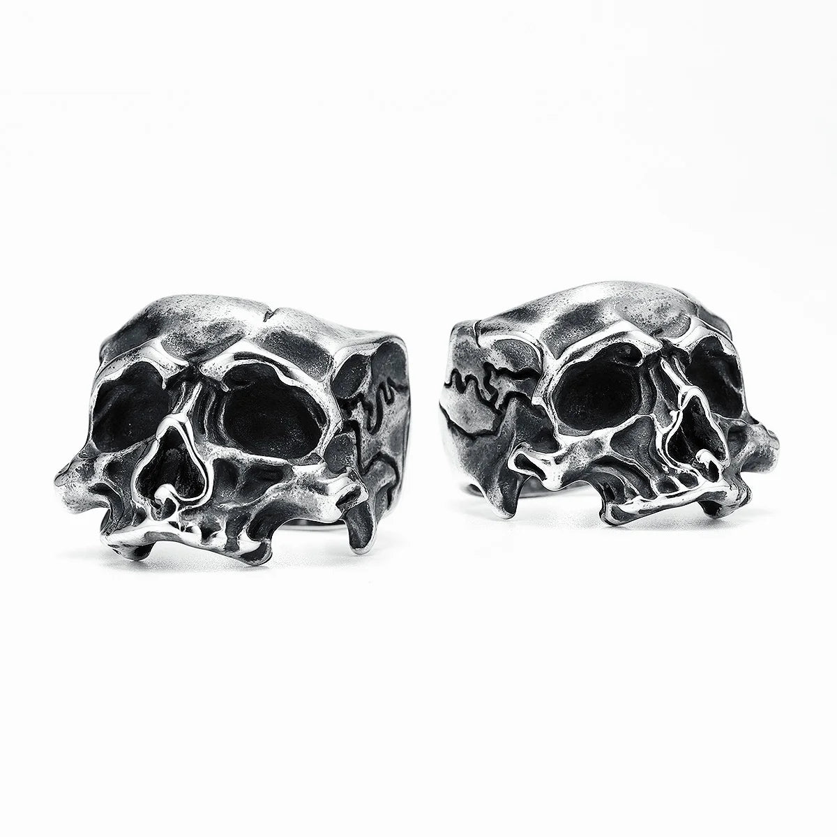 Broken Skull Men Ring 316L Stainless Steel Cranium Hyperbolic Rock HipHop Party for Biker Rider Male Boyfriend Jewelry Best Gift