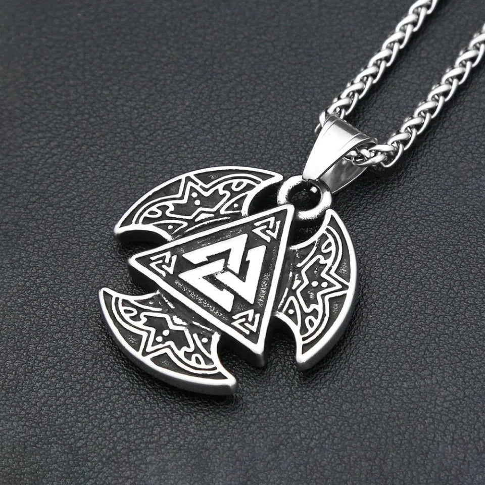 Vintage Fashion Vikings Triangle Celtic Knot Pendant Necklace For Men Women Stainless Steel Nordic Amulet Jewelry Gift Wholesale