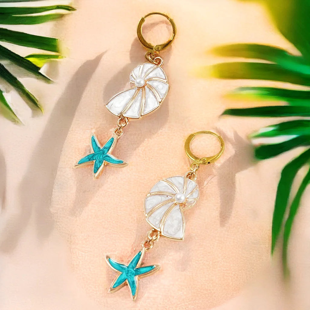 Makersland Starfish Boho Earrings for Women Fashion Jewelry Wholesale Luxury Imitation Pearl Stainless Earrings Women Jewellery