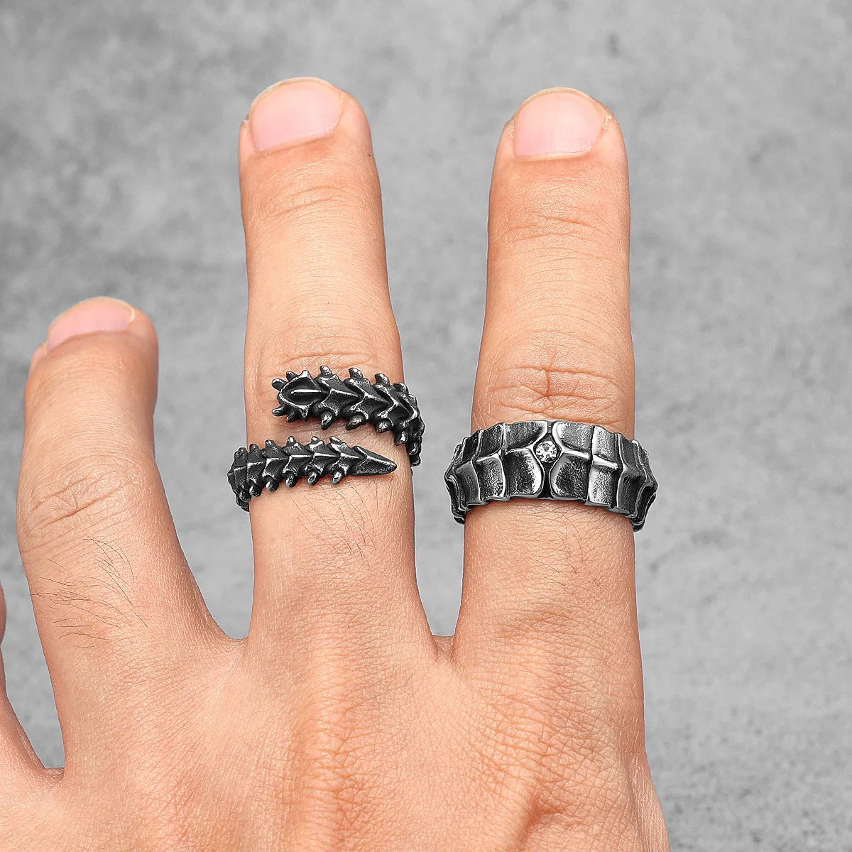 Spine Ring 316L Stainless Steel Men Rings Dragon Back Punk Rock for Male Rider Retro Jewelry Accessories Best Gift Dropshipping