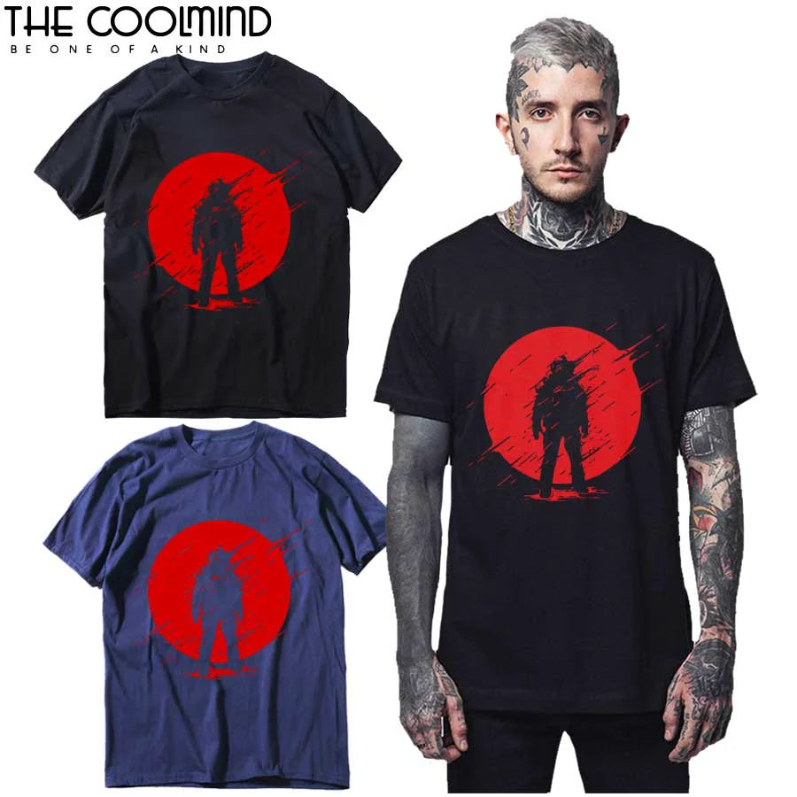 COOLMIND QI0237A 100% Cotton Fashion Loose Short Sleeve o-neck Men T Shirt Casual Street Style Loose Summer Mens Tshirt