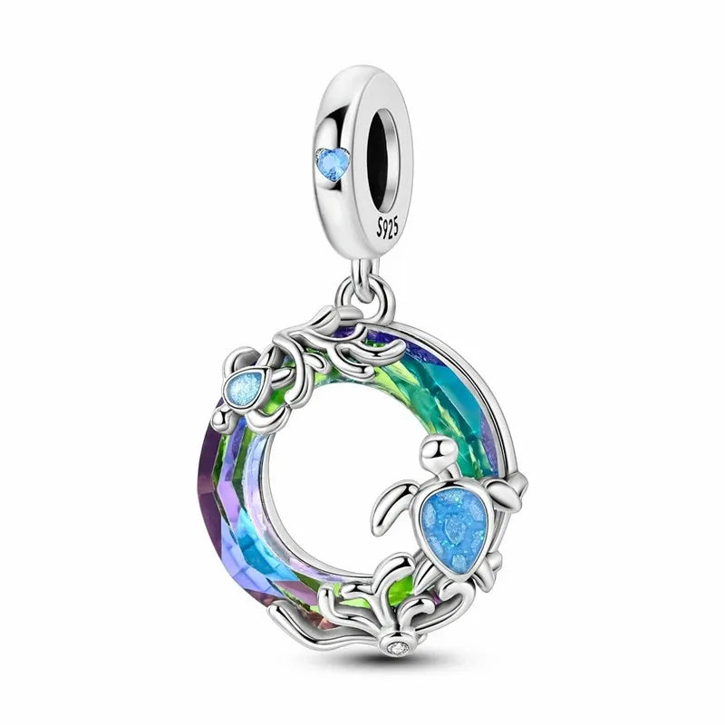 New 925 Sterling Silver Shell Sea Star Turtle Ocean Series Pendant Fit Original Pandora Bracelet Snake Chain Beaded Women Gift