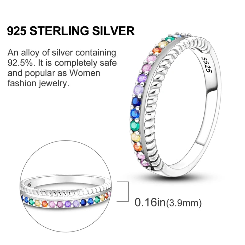 925 Sterling Silver Rings Original Design Blue Zircon Star Moon Finger Rings For Women High Quality Wedding Jewelry Gift