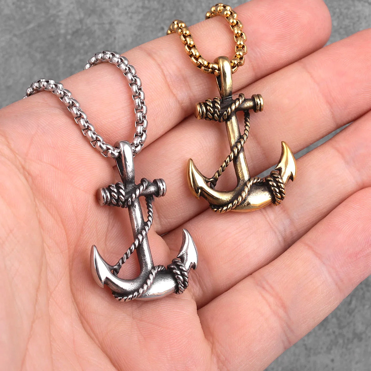 Sea Anchor Sailor Men Necklaces Chain 316L Stainless Steel Pendants Punk Rock Hiphop Rap for Male Boy Trendy Jewelry Best Gift