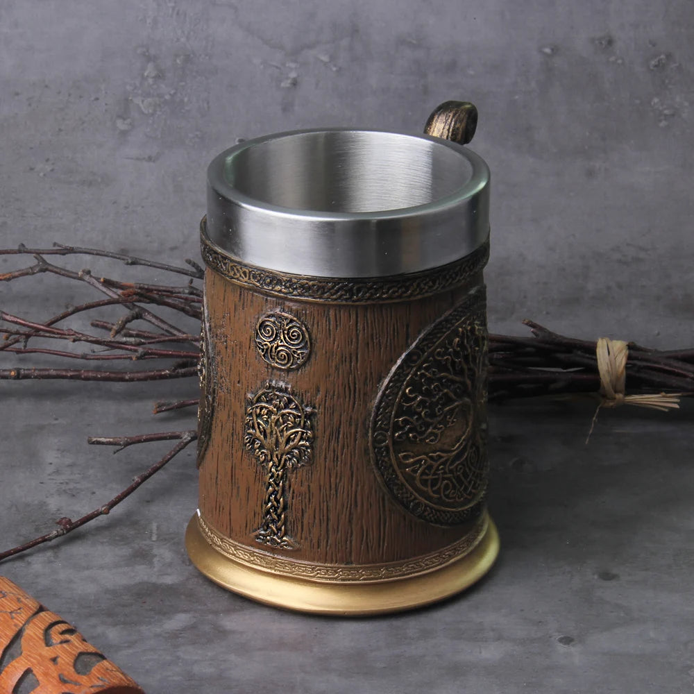 Wood Style Tree of Life Drakkar Beer Mug