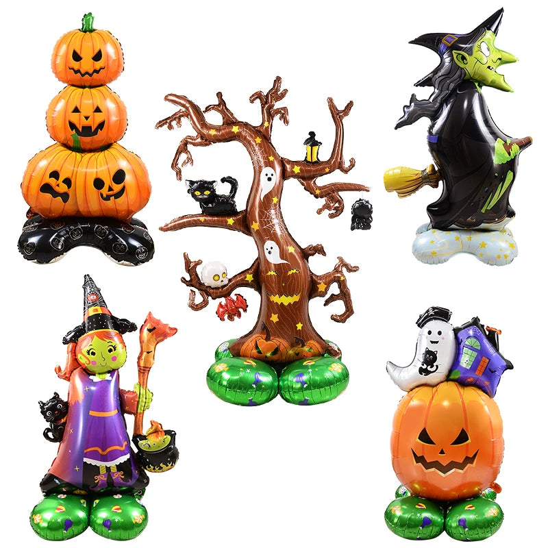 Giant Stand Halloween Foil Balloons Pumpkin Witch Ghost Inflatable Globos For Halloween Party Decoration Kids Favors Gift Toys