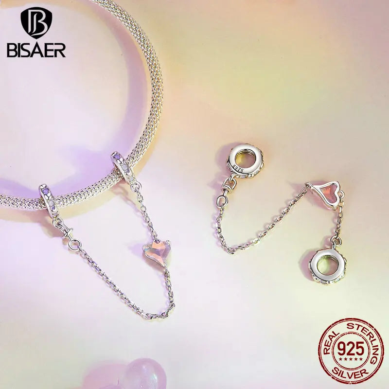 BISAER 100% 925 plata esterlina I love U Bear Charms Beads Heart Pendant para el Día de San Valentín DIY Pulseras Regalo de joyería fina