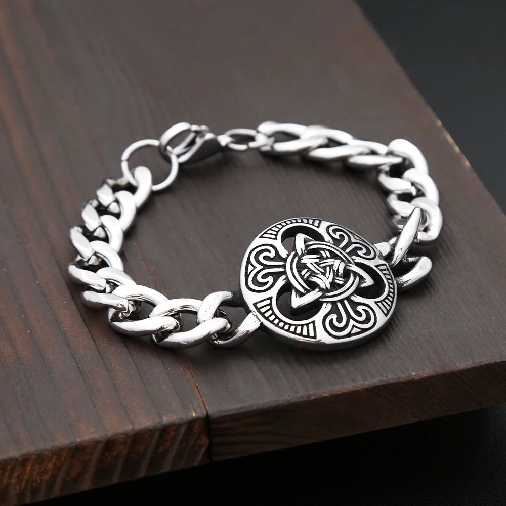 New Vintage Stainless Steel Witch Knot Chain Bracelets For Men Women Fashion Vikings Celtic Knot Bracelet Charm Amulet Jewelry