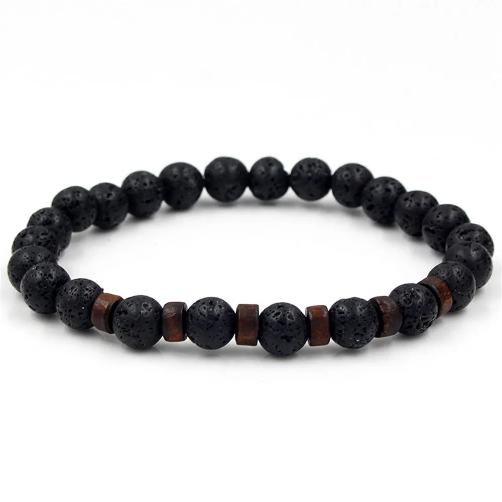 Volcanic Stone Bracelet for Men Lava Wooden  Beads Bracelet Tibetan Buddha Wrist Chain Women Men Jewelry Gift New Bracelets