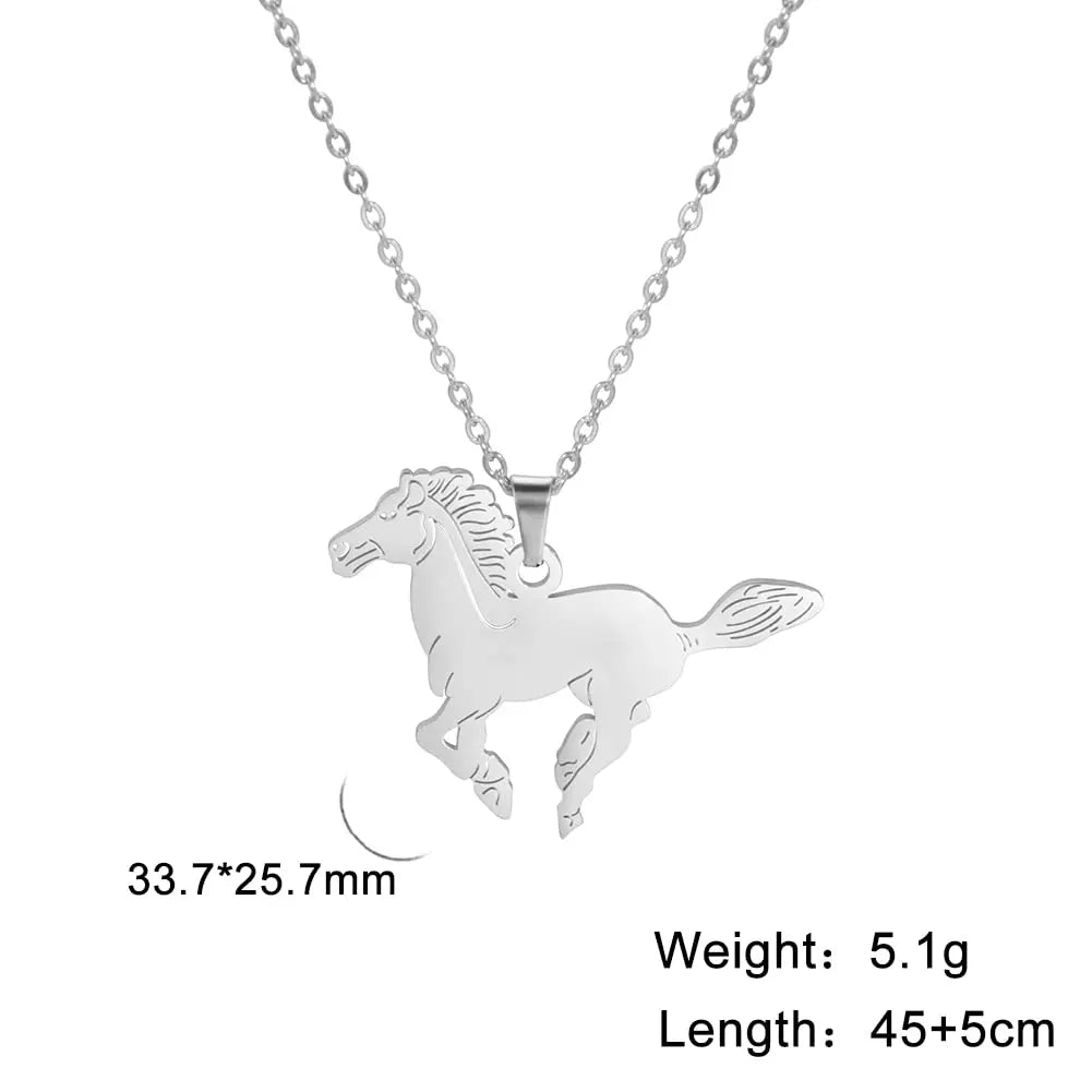 Colliers de chevaux Dreamtimes Collier pendentif cheval Collier en acier inoxydable Chaîne de cheval Bijoux de mode Cadeau de Noël pour femme