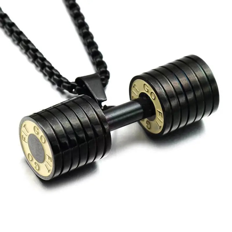 Fashion Barbell Dumbbell Pendant Men\\\'s Gym Weightlifting Necklace Women\\\'s Fitness Bodybuilding Sports Jewelry