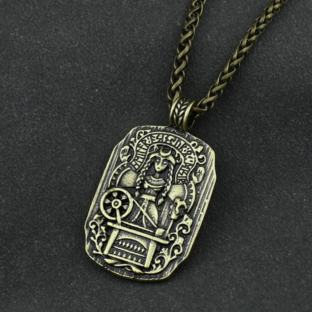 Collares de sacerdotisa Wicca retro para hombres y mujeres, doble cara, diosa nórdica Freya, brújula de bruja, talismán pagano, joyería vikinga