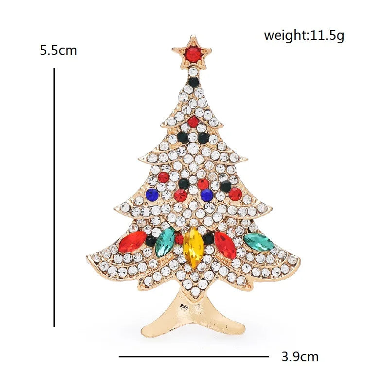 Wuli&amp;baby Broches de sapin de Noël brillantes pour femmes, unisexe, strass, plantes du Nouvel An, fête, broches, cadeaux