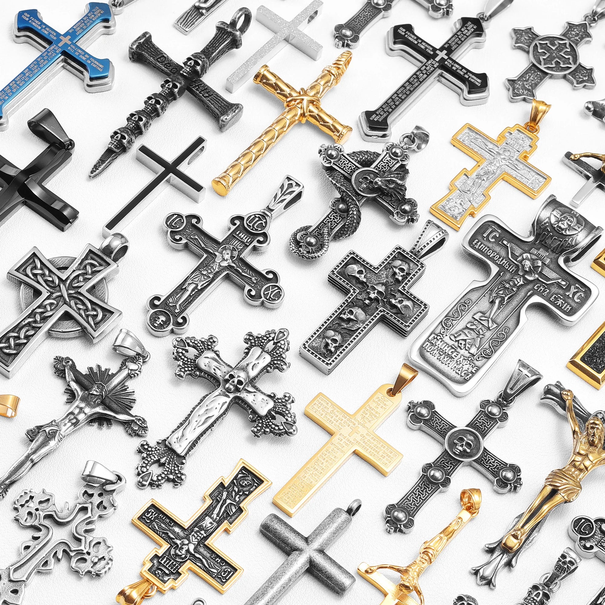 Religion Kreuz Halsketten 316L Edelstahl Männer Einfache Coole Kreuze Anhänger Kette Punk Rock Hiphop für Paar Schmuck Geschenk