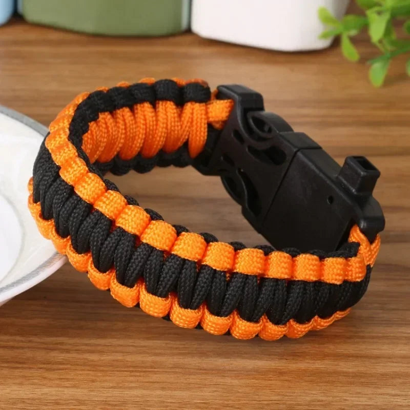 Men Women Paracord Outdoor Survival Bracelet Multi-function Camping Rescue Emergency Rope Bangles Compass Whistle 3 in 1