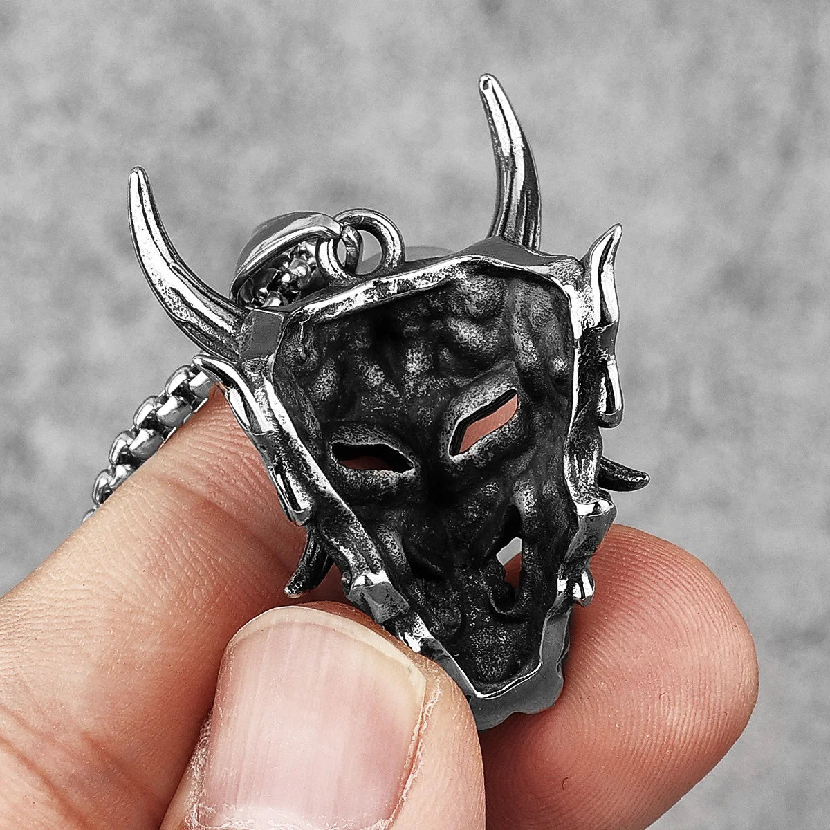 Hannya Mask Stainless Steel Men Ninja Necklaces Bushido Pendant Chain Punk for Boyfriend Male Jewelry Creative Gift Dropshipping