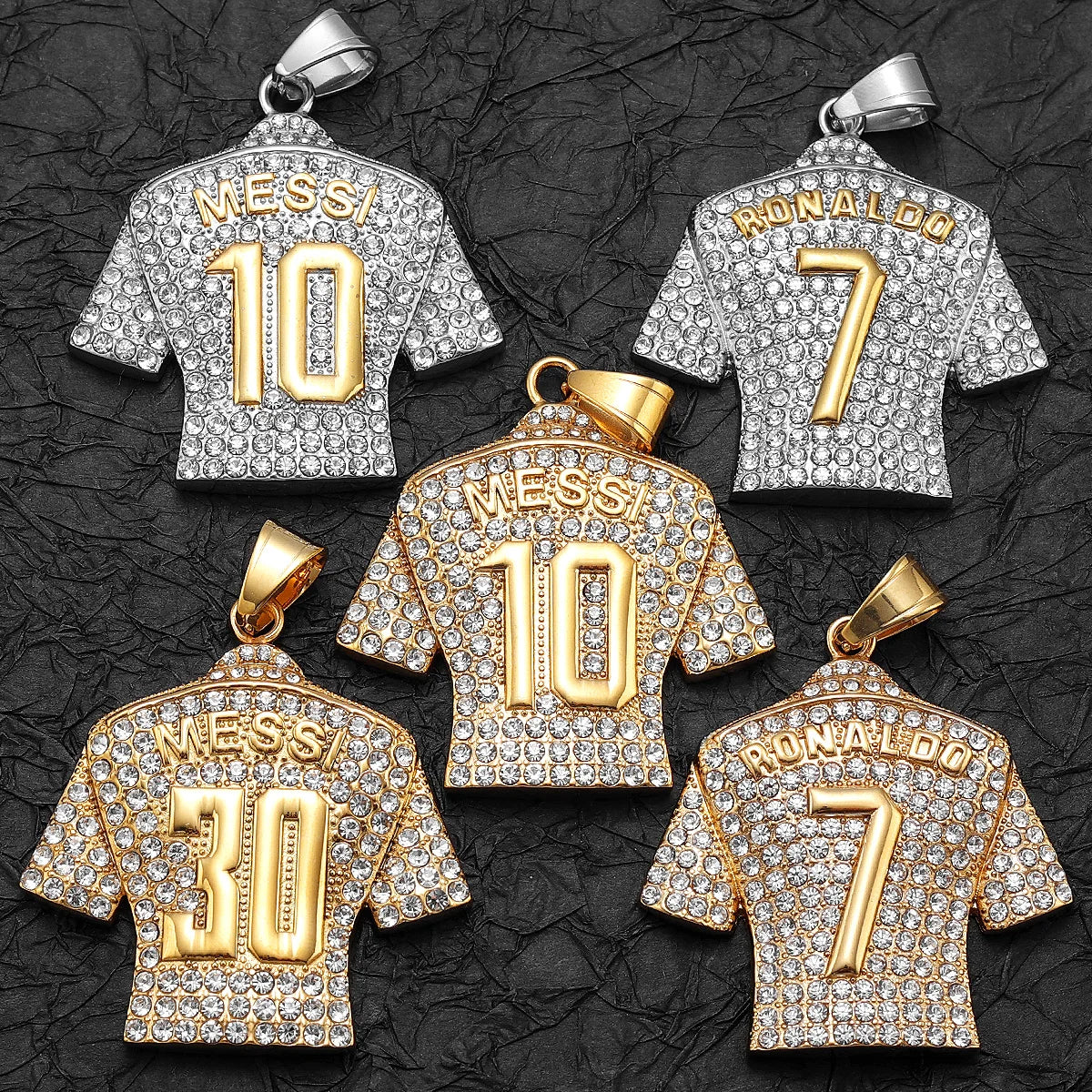 CR7 Messi Haaland Mbappé Neymar Football Jersey Men Necklaces Stainless Steel Pendant Chain Punk HipHop New In Jewelry Wholesale