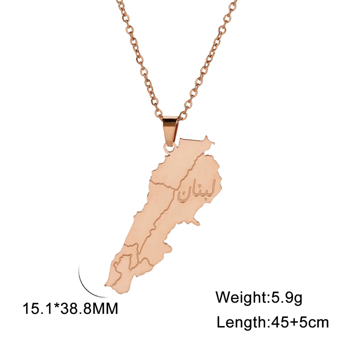 EUEAVAN Classic Lebanon Map Pendant Necklaces Stainless Steel Lebanese Country Flag Necklace Charm Patriotic Jewelry Gift