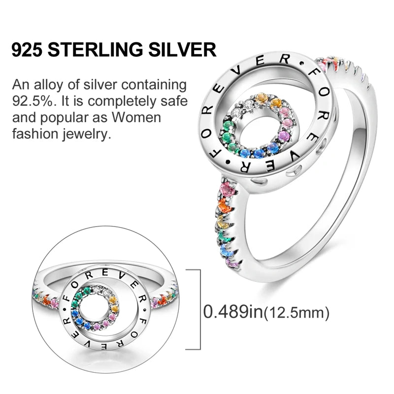 New 925 Sterling Silver Rings Simple Sparkling Stackable Original Rings For Women Anniversary Engagement Love Jewelry Gift