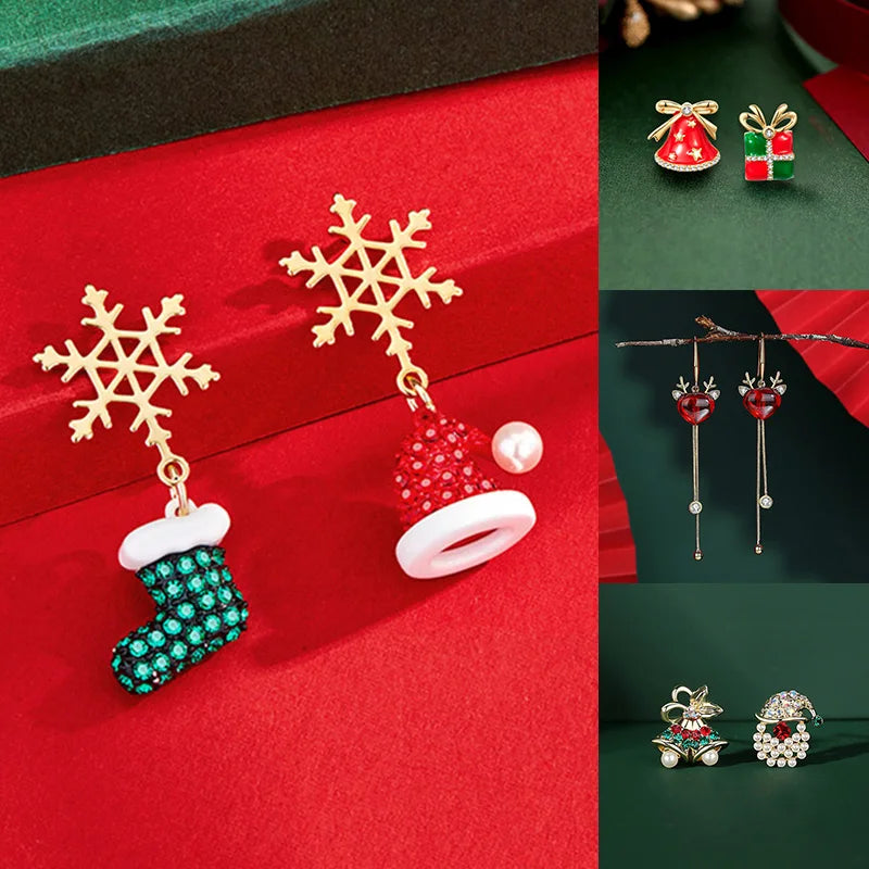 Xmas Santa Claus Drop Earrings for Women Girls Christmas Tree Snowflake Long Tassel Dangle Earrings Funny Fashion Jewelry Gift