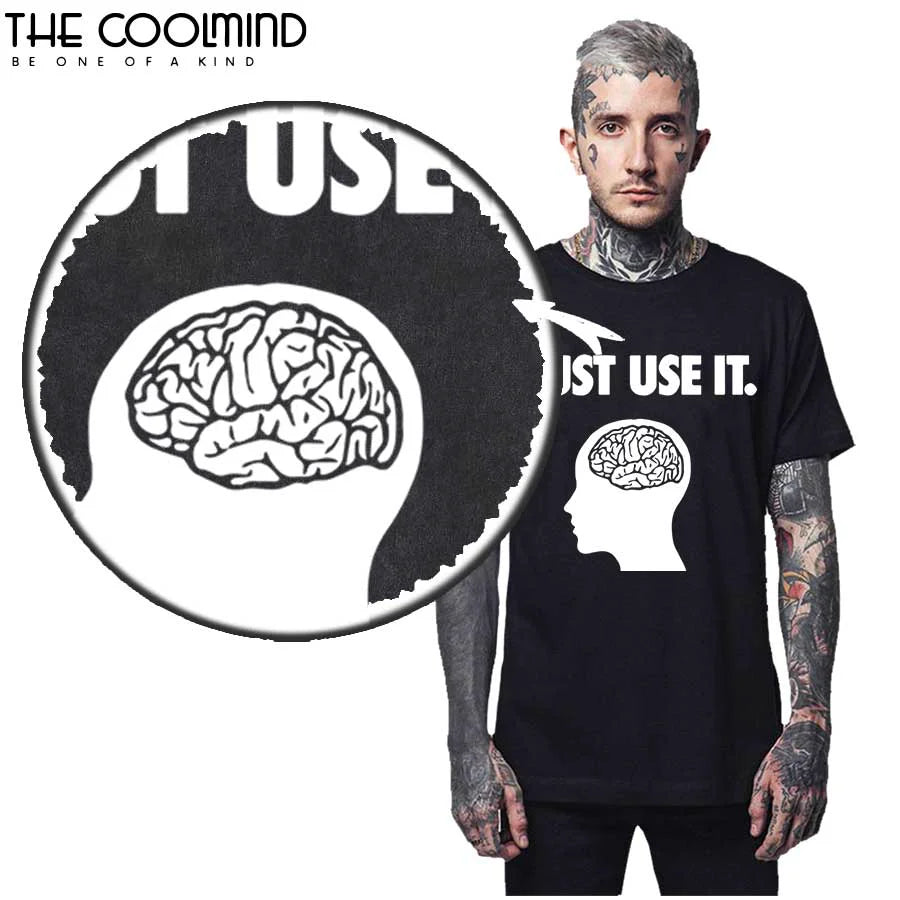 COOLMIND 100% Cotton Short Sleeve Men T Shirt Casual Just Use It Funny o-neck Tshirt Loose Men T-shirt Tops Tee Shirts