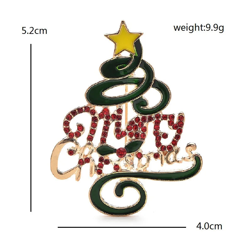 Wuli&baby Classical Christmas Tree Brooches For Women Men Rhinestone Enamel Trees Plants Party Brooch Pins Gifts