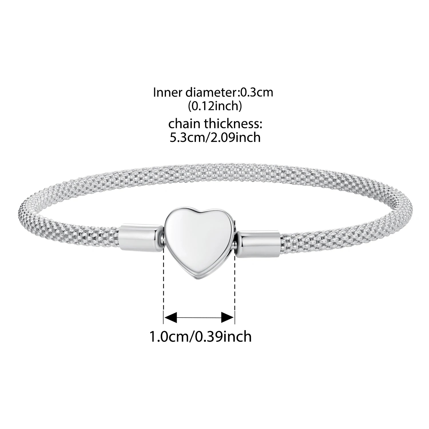 BISAER Real 925 Sterling Silver Heart Basic Bracelet Love Statement Bracelets for Women Charms Beads DIY Fine Jewelry ECB293