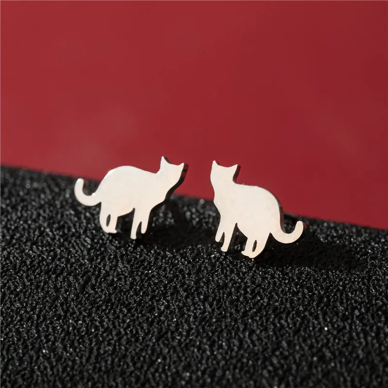 Lovely Small Cat Earrings Women Multiple Animal Stainless Steel Earings Fashion Jewelry Kitten Kitty Ear Studs Girls Gift