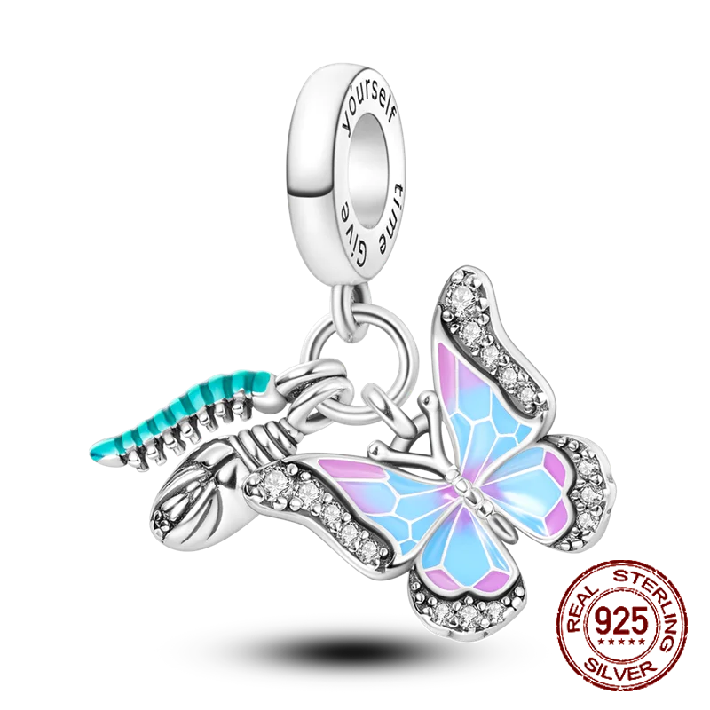 Butterfly Flower Animal Beads Fit Pandora Original bracelet charms Silver 925 Necklace pendientes mujer for Women Jewelry making