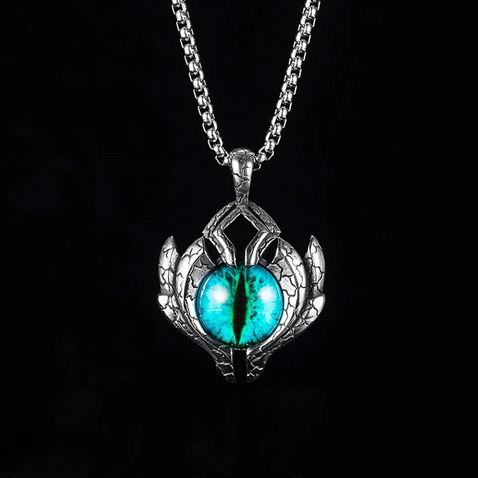 Gothic Vintage Demon Eye Pendant Necklaces For Men Women Stainless Steel Hip Hop Male Biker Jewelry Halloween Gifts Dropshipping