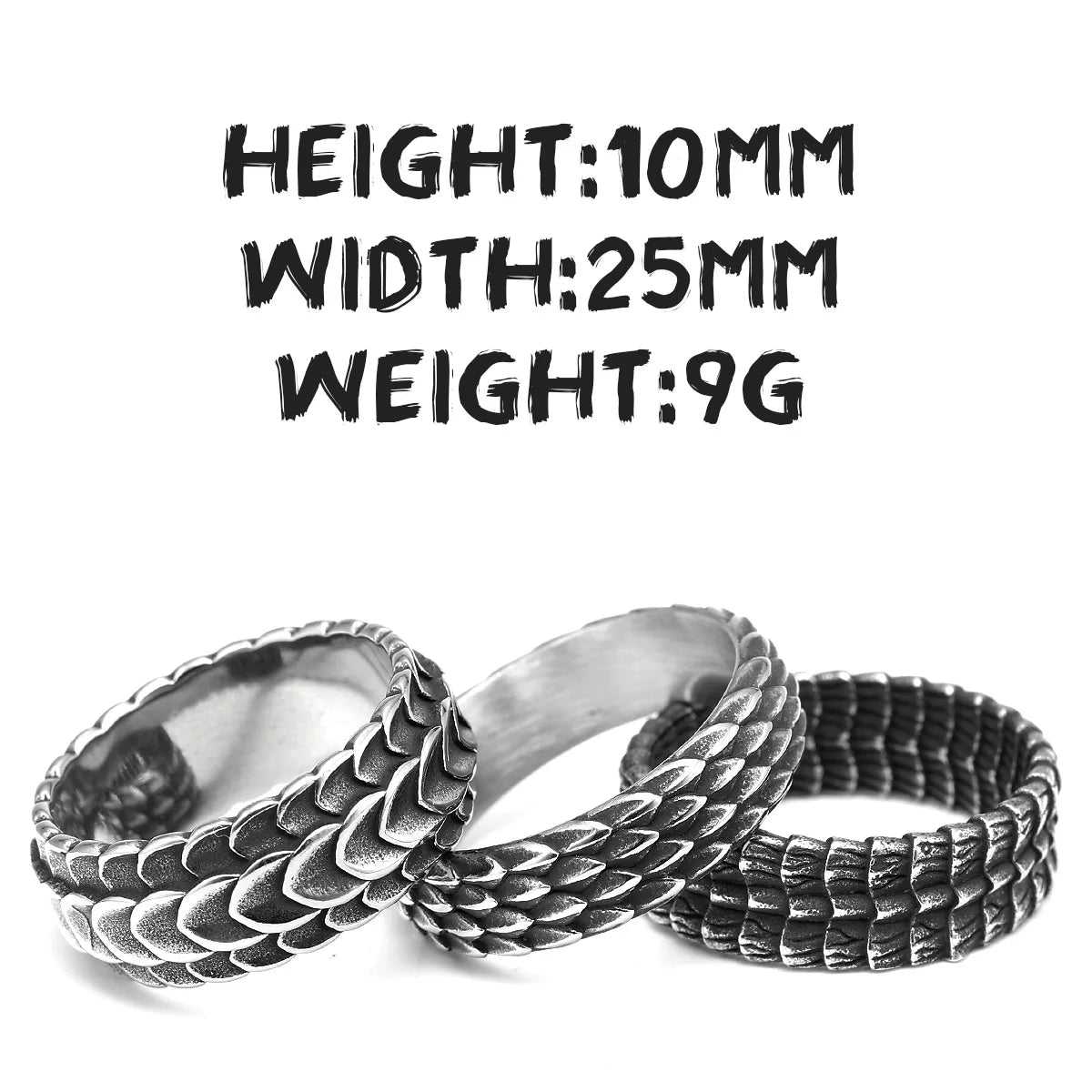 Scale Texture Ring 316L Stainless Steel Rings Men Simplicity Retro Rock Hip Hop Trendy for Boyriend Biker Jewelry Gift Wholesale