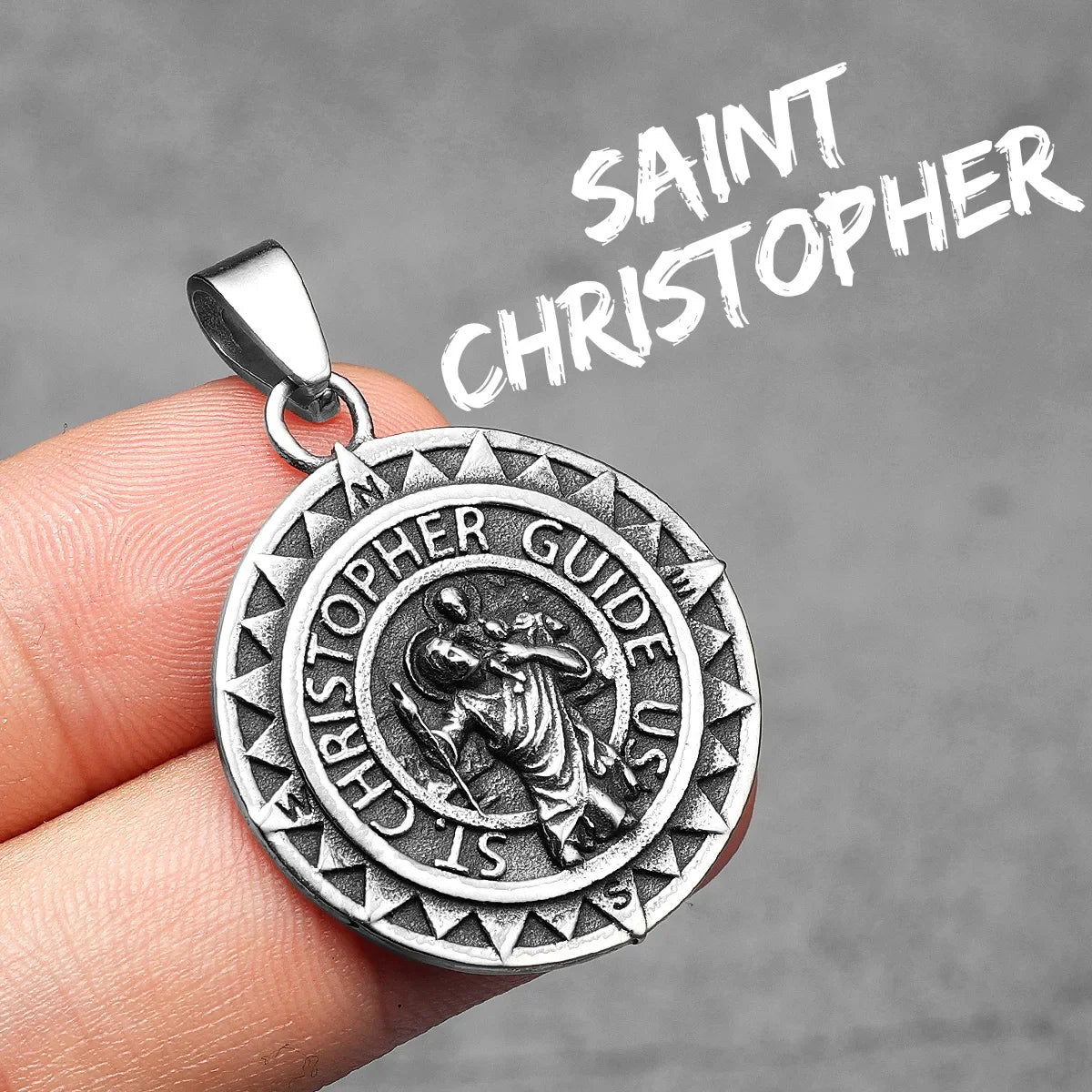 St Christopher Pendant 316L Stainless Steel Amulet Necklace Men Chain Rock Party Vintage for Biker Male Jewelry Gift Wholesale