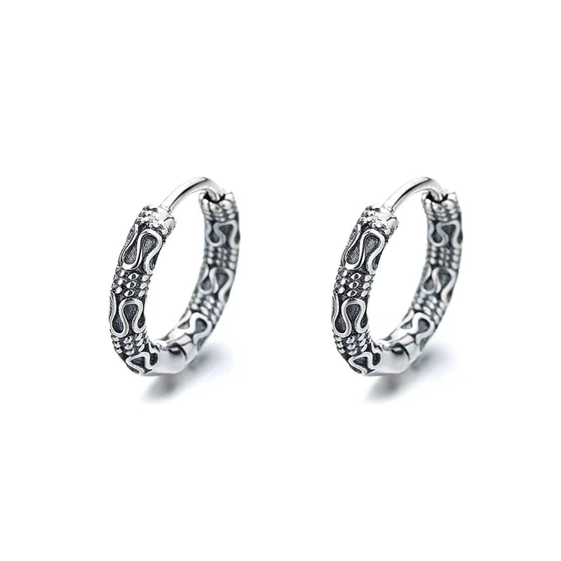 Vintage Simple Small Hoop Earrings Stainless Steel Hypoallergenic Earrings for Men Women Cool Indian Boho Jewelry