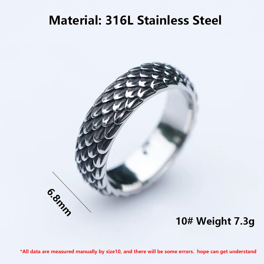 NEW Men's 316L stainless steel rings Vintage Nordic Viking Dragon Rings Amulet animal FASHION Jewelry Gifts free shipping